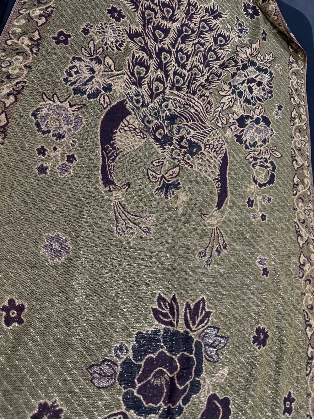 pashmina Red and Olive Floral Paisley Wrap